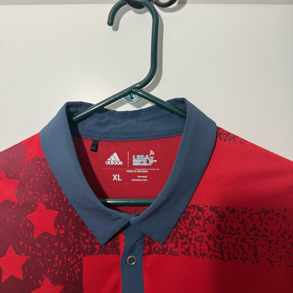 Adidas USA Golf Performance Stretch Polo. American Flag, sweat wicking. Mens XL - Picture 4 of 7